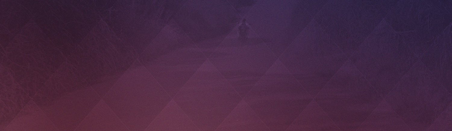 Silhouette of a person walking on a dimly lit path with purple and red gradient overlay.